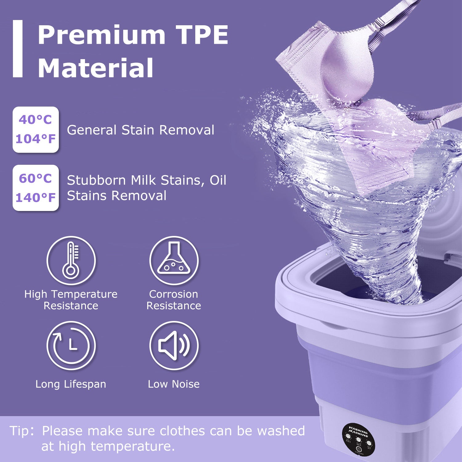 1Pc Portable Washing Machine Foldable Laundry Machine With Detachable Drain Basket 3 Modes Electric Clothes Washer For Underwear Socks Towels Baby Clothes