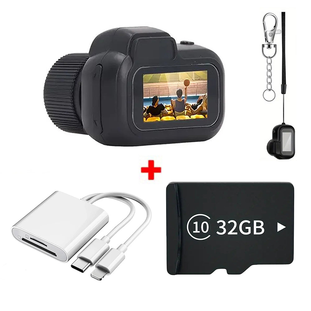 Key Chain Mini Camera -Micro Video Camera With 32GB SD Card & Card Reader, Mini DV DVR Camcorder 1080P, Pocket Wearable, Small Video Camera, For Students Kids